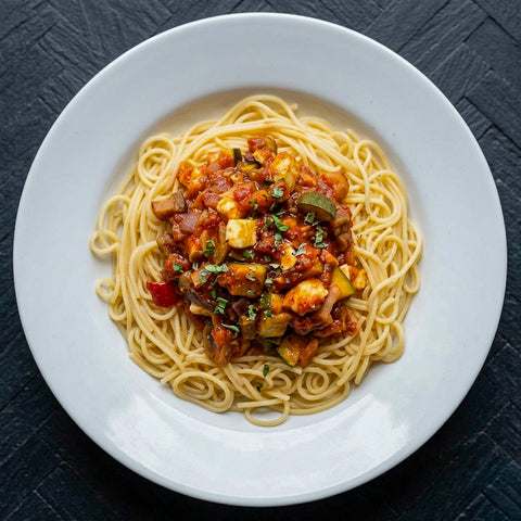 Classic Spaghetti Bolognese with Cheddar Curd Cheese