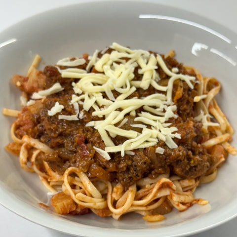 Classic Spaghetti Bolognese with Shredded Cheese